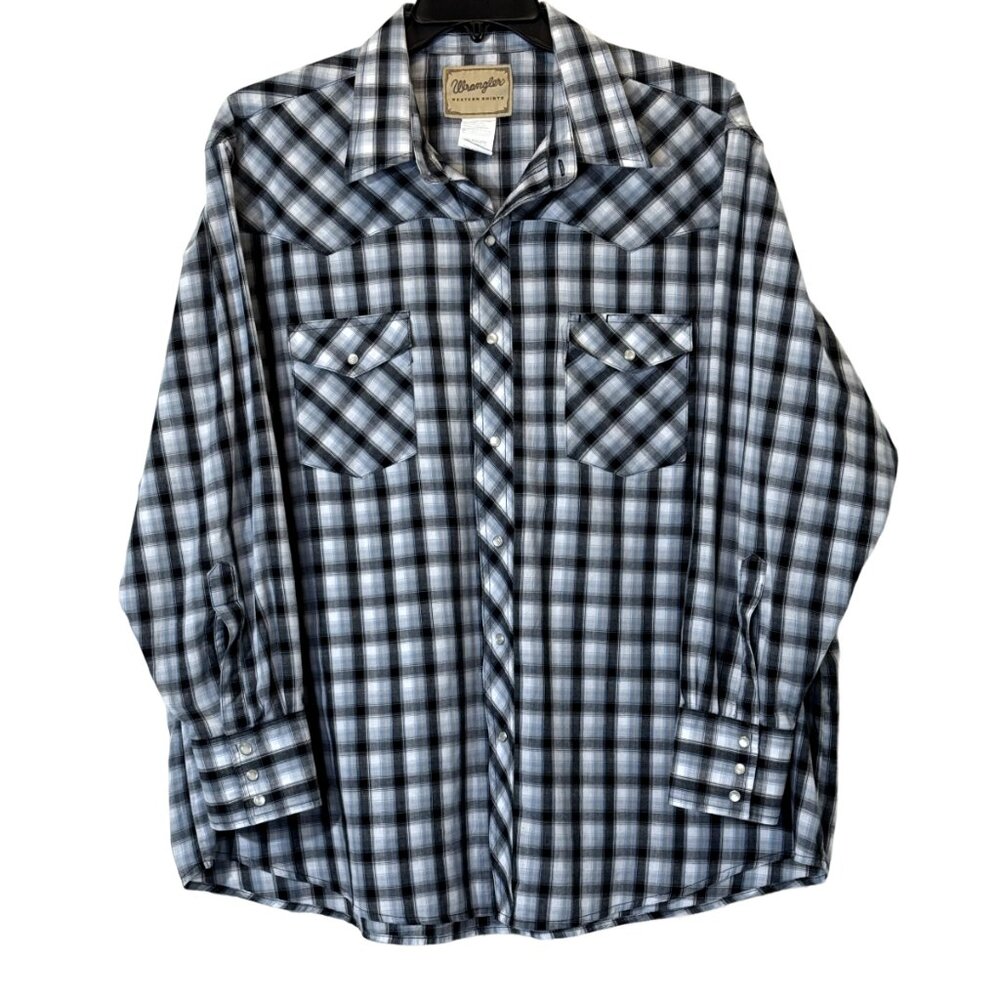 Men's Western Plaid  Black | Gray Shirt Size 2X